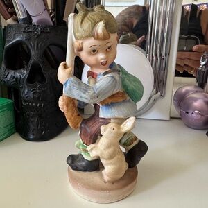 Vintage Enesco "The Hunt" Figurine of Hunter with Rifle with Rabbit Underfoot